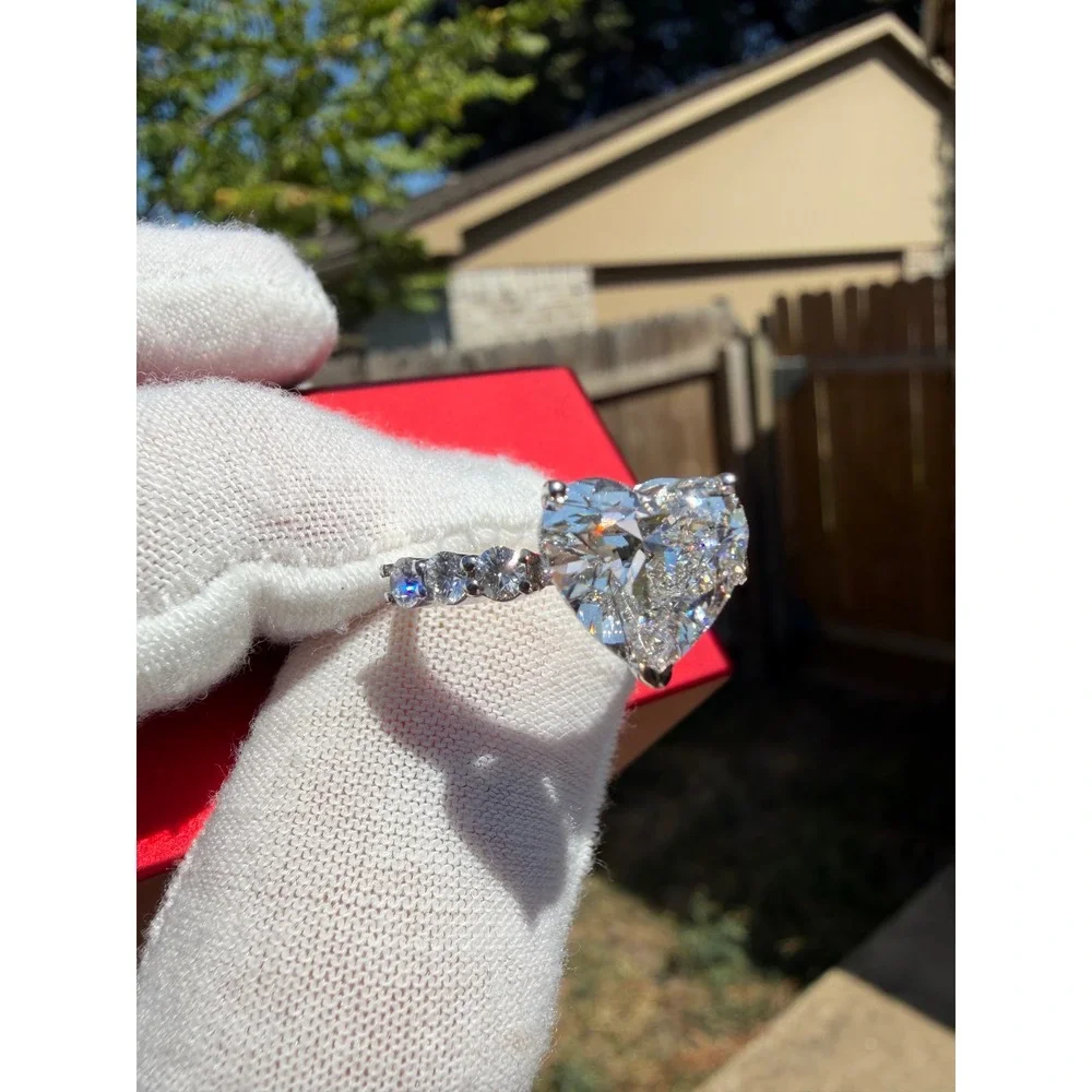 5ct Heart Lab Diamond Engagement Ring 14k White Gold IGI
